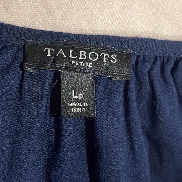 Talbots Embroidered A-Line gauze dress navy PL - Picture 7 of 9